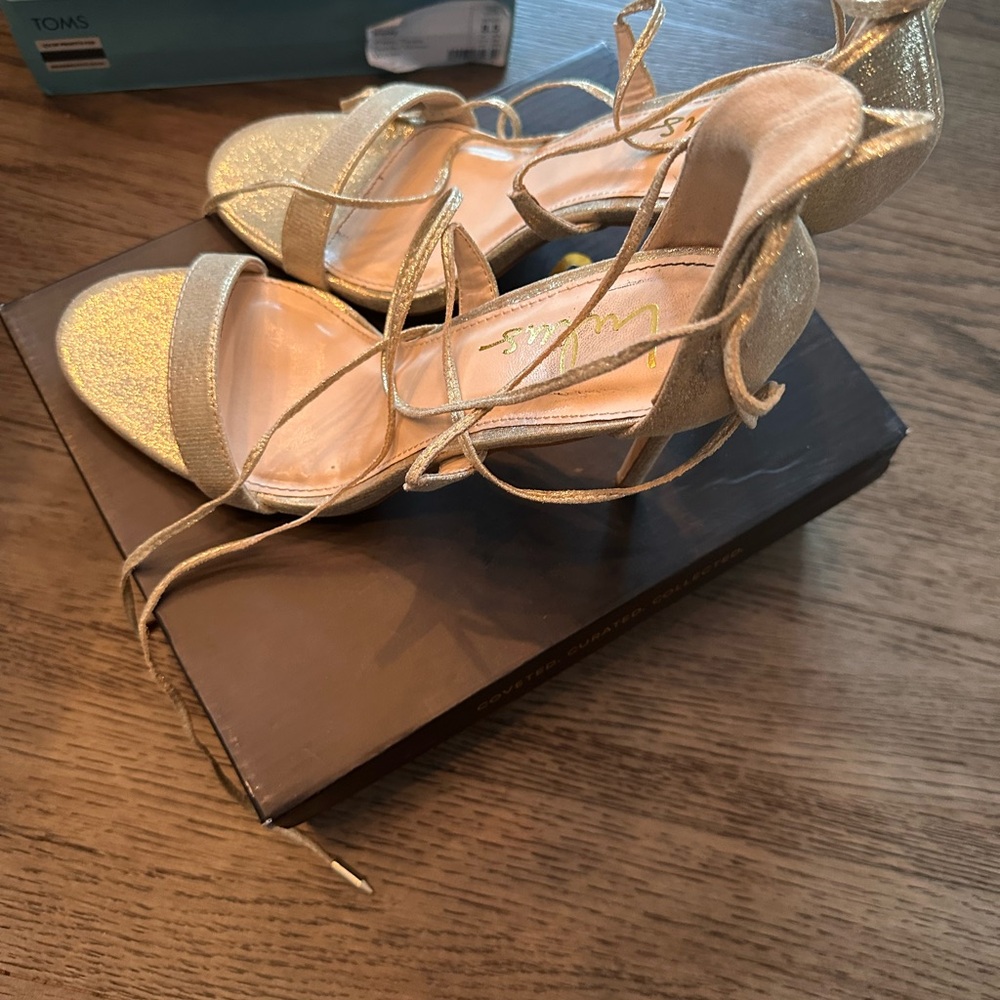 Lulu's Shimmering Gold Strappy Heels - Picture 3 of 4